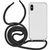 MyGadget Cover per iPhone Xs Max - Custodia con Corda - Case con Cordino Trasparente Antiurto con Laccio | Tracolla - Practical Stylish - Nero