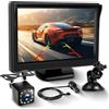 VECHTEL Kit Telecamera Posteriore HD 4.3 Pollici con Telecamera, Telecamera Retromarcia Auto con Cavo da 10M, Supporto Impermeabile IP68 IR Visione Notturna Supergrandangolo Linea di Retromarcia
