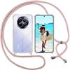 ISOI Cover con Cordino per Realme 12 5G/12x 5G, Custodia Trasparente con Collana Tracolla Laccio Collo Ultra Sottile Morbido TPU Silicone Antiurto AntiGraffio Antiscivolo Case, Rosa