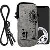 kwmobile Custodia in Feltro con Zip per Smartphone - Portacellulare a Tracolla - Porta Cellulare da Collo Universale - Cover Borsa Telefono - Amore