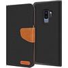 Verco Galaxy S9 Plus Custodia per Cellulare, Caso Tessuto per Samsung Galaxy S9+ Cover Tessilo Portafoglio Case, Nero