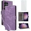 IUQXU Cover per Samsung Galaxy S25 Ultra 5G Libro con Pellicola Vetro Temperato [Blocco RFID] Antiurto Supporto Custodia in Pelle Portafoglio per Galaxy 25S S 25 Ultra Samsung S25Ultra Viola