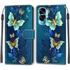 SIENIANLINE Cover per Honor 90 Lite / X50i 5G custodia portafoglio Farfalle verdi | Chiusura magnetica, Scomparti carte, Funzione supporto, Pelle PU flip cover per Honor 90 Lite