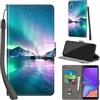 PHINIENLAND Cover per Samsung Galaxy A7 2018 Case PU Pelle Custodia [Kickstand] [Chiusura magnetica] [Slot per Schede], Portafoglio Flip Custodia per Samsung A7 2018,Aurora