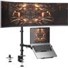 PUTORSEN Supporto per monitor con braccio per laptop per schermi da 17 a 49 pollici e notebook fino a 17 pollici, asta da 81,8 cm regolabile in altezza, braccio per monitor VESA 75/100 mm