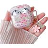 MINSCOSE Custodia trasparente per AirPods 4, design estetico con fiore in stile cartone animato, con portachiavi con fiocco e perle, in morbido TPU, antiurto, per donne e ragazze, fiore rosa