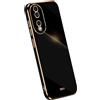 RankOne La Custodia del Telefono è Adatta per HONOR 90 5G (6.7 Inches), Case per Cellulare in Silicone con Telaio Galvanico - Nero