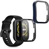 kwmobile 2x Custodia Rigida Smartwatch Compatibile con Huami Amazfit Bip 5 Cover - Case Vetro Temperato Orologio Fitness - nero/blu scuro
