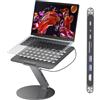 KU XIU Regolabile Supporto Laptop con Docking Station 8-in-1, Alluminio Supporto con Hub USB, Base Girevole a 360°, Dual Display 4K60Hz HDMI USB3.0 PD100W Per MacBook Pro/Air Laptop da 10-17 Pollici