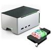 ElectroCookie Custodia compatta in alluminio per Raspberry Pi 5, con ventola di raffreddamento attiva (argento)