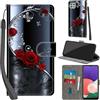Haninsuze Cover per Samsung Galaxy A22 5G Custodia Cover Pelle Libro Portafoglio con Porta Carte Magnetica Protezione Antiurto Cuoio Flip Case Custodia Cover per Samsung A22 5G, farfalla rosa