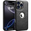 SOUTEM Custodia in pelle PU per iPhone 16 Pro,Cover di Protezione per L'obiettivo della Fotocamera,PU Pelle Sottile Lusso Business Antiscivolo Grip Rugged Antiurto Pieno Protettivo Case(Nero)