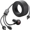 Ozkak Cavo 3-in-1 per Starlink Mini, 3M, 18AWG Rame - Ingresso USB-C PD 100W, Spina Auto 12V-24V con Display Voltaggio Digitale, Tasto Piano, Impermeabile per Camper, Off-Grid