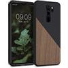 kwmobile Cover Compatibile con Xiaomi Redmi Note 8 Pro - Custodia in Fibra di Carbonio e Legno - Bumper Anti Urto - Back Protection marrone scuro/nero