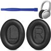 VLYX Cuscinetti di Ricambio per Bose QuietComfort 35 & QC35 II, Cuscini in Pelle Morbida con Schiuma Isolante e Stick Adesivo (Nero)