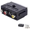 Vnuipofa Adattatore SCART a 3X RCA, adattatore SCART a RCA e S-Video IN/OUT, connettore AV analogico con audio stereo e video composito, per TV, VHS, DVD, console retrò e apparecchiature