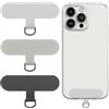 CKANDAY Linguetta per telefono, 3 pezzi, toppa per cordino per cellulare, compatibile con smartphone iPhone, parte di ricambio per tutte le custodie complete, nero/grigio/bianco