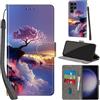 PHINIENLAND Cover per Samsung Galaxy S24 Ultra Case PU Pelle Custodia [Kickstand] [Chiusura magnetica] [Slot per Schede], Portafoglio Flip Custodia per Samsung S24 Ultra,Montagna