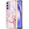 Lnxlanxx Cover Compatibile per Samsung Galaxy A52 4G 5G / A52S TPU Silicone Bumper Disegni Motivo Marmo Colorato PC Rigida Case Antiurto Protettiva Resistente Custodia (Rosa)