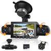 Motorsi Mirror Dash Cam 4 Canali Anteriore Posteriore, Telecamera per Specchietto Retrovisore con 64GB Card/G-Sensor/Parking Monitoring/Night Vision/24H Parking Mode+Telecamera Posteriore Impermeabil