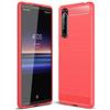 Cruzerlite Custodia per Sony Xperia 1 II, Carbon Fiber Texture Design Cover Anti-Scratch Shock Absorption Cover per Sony Xperia 1 II (Red)