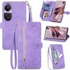 JayModCase Custodia per OPPO Reno10 5G / Reno10 Pro 5G, con chiusura lampo Funzione Stand scomparti [Magnetica] [Antiurto] Pelle portafoglio Cover per OPPO Reno10 Pro 5G - Viola