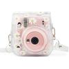 Aisnyho Custodia trasparente per fotocamera istantanea Fujifilm Instax Mini 12/11/9/8 con spallacci regolabili (margherita trasparente)