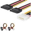 J&D 2 Confezioni 4 Pin Molex (LP4) a 2x 15 Pin SATA Cavo Adattatore Splitter Molex a 4 Pin (P4) a SATA Y Doppio 15 Pin - 20cm