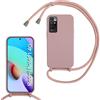 MBSLFY Cover per Cordino con Collana per Xiaomi Redmi Note 11 4G/Note 11S, Custodia Silicone Morbido con Corda, Case Tracolla Silicone con Necklace Regolabile per Xiaomi Redmi Note 11S, Rosa chiaro