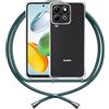 ANFAIRLACE Cover Cordino Compatibile con Honor 200 Smart 5G / Honor X7c, Custodia Trasparente TPU Morbido Silicone Laccio Chiaro Case, Verde