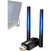 RUIZHI WiFi 6 WLAN Stick per PC, AX900Mbps adattatore Bluetooth con antenna 5DBI, Dual Band 2,4G/5GHZ, Free CD-Drive, MU-MIMO, WPA3, USB Dongle per Win7/8/10/11