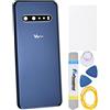 Double Sure Cover posteriore di ricambio in vetro blu per LG V60 ThinQ 5G V60 ThinQ 5G UW LM-V600 con cornice rara fotocamera e copertura in vetro adesivo pretagliato e kit di attrezzi