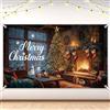 Penitue Merry Christmas Sfondo, 180x110cm Decorazioni Natalizie Striscione Buone Feste Sfondo per Fotografia Decorazioni Casa Cartello Giardino Inverno Forniture Feste (Caminetto)