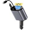 Sweetone Retrattile Caricabatterie Auto, Portatile Caricatore Auto 66W Presa Accendisigari USB C, Adattatore Carica Batteria per Auto Cellulare, Car Charger Compatibile con iPhone/Samsung Galaxy/iPad