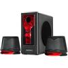 ENHANCE SB 2.1 Altoparlanti per Computer con Subwoofer - Casse Gaming con LED Rosso, Sistema Audio ad Alta Escursione, con Jack da 3.5mm, Controllo Volume e Bassi, Compatibili con PC Gaming, Laptop