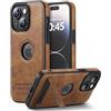 Mixroom - Custodia Cover Case per iPhone 13 con supporto cellulare barretta stand in Ecopelle elegante e TPU Silicone Morbido C04 Marrone
