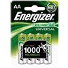 Energizer - Lotto di 6 Blister di 4 batterie pile ricaricabili HR6 Universal AA 1300 mAh