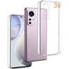 REY Pack 3X Cover in Gel TPU Trasparente per XIAOMI 12 Lite, Ultra Sottile 0,33 mm, Morbido Flessibile, Custodia Silicone