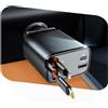 maxtachi Caricatore Auto USB C 69W Retrattile PD 3.0 Caricabatterie Auto con 2 Cavo Retrattili e 2 Porte USB Auto con Voltmetro LED per iPhone Compatibile con iPhone 16 15 Pro Max/Galaxy