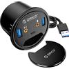 ORICO Usb Hub in Desk, 5 in 1 Usb Hub Multifunzione con 2 Porte USB 3.0, 2 Audio (3,5 mm) e 1 Tipo C Adatto per Fori con un Diametro di 60 e un'Altezza di 4,7 (Nero)
