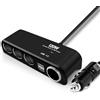Xingdianfu Caricabatteria da auto a 4 vie, splitter, adattatore di alimentazione con presa multipla, 2.4 A, doppia USB, 12 V-24 V, accendisigari