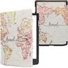 kwmobile Custodia eReader Compatibile con Pocketbook InkPad 4 / Color 3 / Color 2 Cover - eBook Reader Flip Case - nero/multicolore - Mappa del mondo