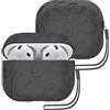 ECZOIL Incisione Cover Compatibile con AirPods 4, Dinosauro Modello Silicone Case con Corda in Silicone per AirPods 4th Generation-Grigio scuro