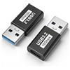 HAUXGOGO Adattatore da USB-A a USB-C 3.2 (2 pezzi), supporta Trasferimento Dati e la Funzione di Ricarica/OTG, involucro in Metallo per un'eccellente Dissipazione del Calore