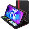 ebestStar - Cover per Honor 20 Lite, Custodia Libro Protezione Portafoglio, Pelle PU Porta Carte, Nero/Rosso