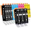 Veson 580 581 XXL Cartucce d'inchiostro Compatibili con Canon PGI-580 CLI-581XXL per Canon Pixma TR8550 TR8500 TS9551 TS9550 TS8350 TS8251 TS8150 TR7550 TS6150 TS6350 TS6250 TS6151 TS705, 15 Pezzi