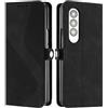 Fatcatparadise Cover per Samsung Galaxy Z Fold 3 Custodia Galaxy Z Fold 3, Cover a Libro Wallet in Pelle Premium Protettiva Portafoglio Antifurto Chiusura Magnetica Flip Telefono Case Custodie (Nero)