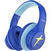 EarFun Cuffie Bluetooth Bambini, 5 Modalità Luci LED, Limite Volume 74/85/94 dB, Suono Stereo con Microfono, Batteria 90 Ore, Bluetooth 5.4, Cuffie Wireless Pieghevoli per Scuola/Viaggio, Blu