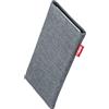 fitBAG Jive Grigio per Apple iPhone 15 PRO Max Custodia per Cellulare in Tessuto con Imbottitura in Microfibra | Accessorio con Funzione di Pulizia | Made in Germany