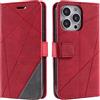 SONWO Cover per iPhone 13 PRO Max, Flip Caso in PU Pelle Case Cover Portafoglio Custodia per iPhone 13 PRO Max, [Kickstand] [Slot per Schede], Rosso